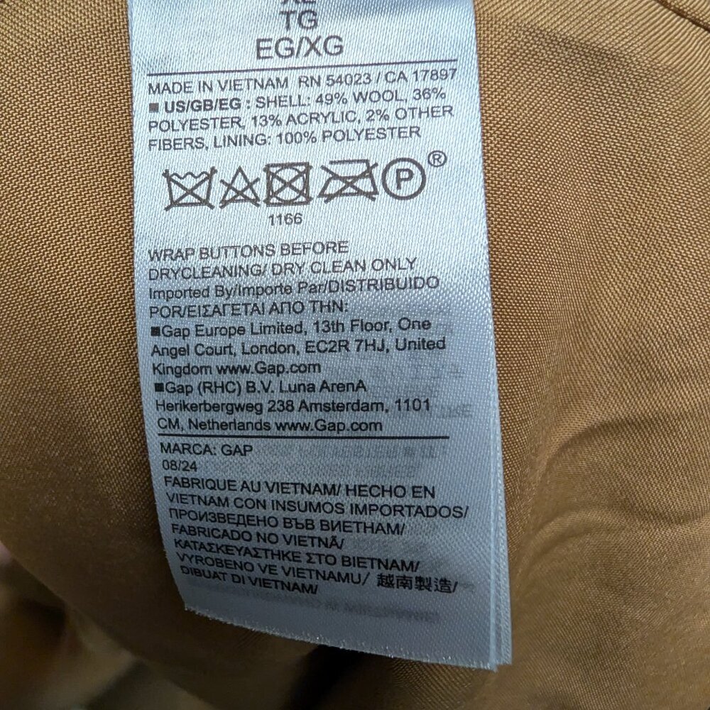 GAP Oversized Men's Wool-Blend Topcoat in Camel from 2024 - Picture 13 of 15